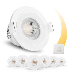6-Pack LED Spot Lighting 6.5W Bathroom Ceiling Lights 650LM LED Recessed Ceiling Downlights Dimmable IP65 Led Down Lights 3000K Ceiling Spotlights for Bedroom