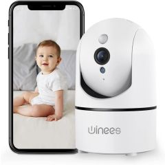 Aidot Winees Pet Camera WiFi Security Camera Indoor Baby Monitor Dog Camera 1080P HD with Night Vision, Motion Detection, 360 Pan Tilt Zoom